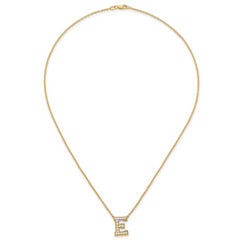 14k 3/8 carat Lab Grown Diamond VS+ F+ Complete Letter E 18 inch Initial Necklace