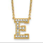 14k 3/8 carat Lab Grown Diamond VS+ F+ Complete Letter E 18 inch Initial Necklace