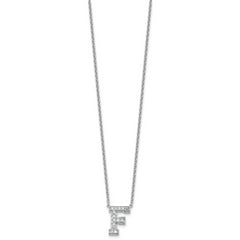 14k White Gold 1/3 carat Lab Grown Diamond VS+ F+ Complete Letter F 18 inch Initial Necklace