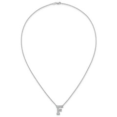 14k White Gold 1/3 carat Lab Grown Diamond VS+ F+ Complete Letter F 18 inch Initial Necklace