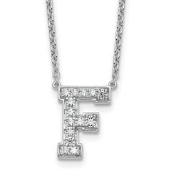 14k White Gold 1/3 carat Lab Grown Diamond VS+ F+ Complete Letter F 18 inch Initial Necklace