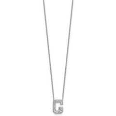14k White Gold 1/3 carat Lab Grown Diamond VS+ F+ Complete Letter G 18 inch Initial Necklace