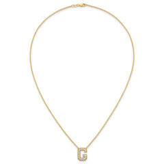 14k 1/3 carat Lab Grown Diamond VS+ F+ Complete Letter G 18 inch Initial Necklace