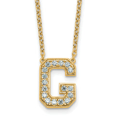 14k 1/3 carat Lab Grown Diamond VS+ F+ Complete Letter G 18 inch Initial Necklace