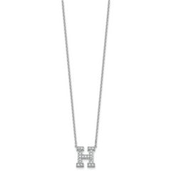 14k White Gold 1/2 carat Lab Grown Diamond VS+ F+ Complete Letter H 18 inch Initial Necklace