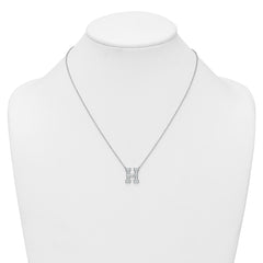 14k White Gold 1/2 carat Lab Grown Diamond VS+ F+ Complete Letter H 18 inch Initial Necklace