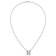 14k White Gold 1/2 carat Lab Grown Diamond VS+ F+ Complete Letter H 18 inch Initial Necklace