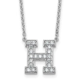14k White Gold 1/2 carat Lab Grown Diamond VS+ F+ Complete Letter H 18 inch Initial Necklace