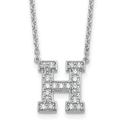 14k White Gold 1/2 carat Lab Grown Diamond VS+ F+ Complete Letter H 18 inch Initial Necklace