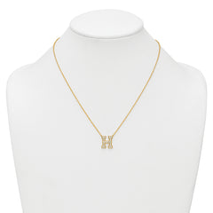 14k 1/2 carat Lab Grown Diamond VS+ F+ Complete Letter H 18 inch Initial Necklace