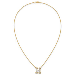 14k 1/2 carat Lab Grown Diamond VS+ F+ Complete Letter H 18 inch Initial Necklace