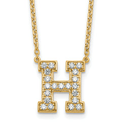 14k 1/2 carat Lab Grown Diamond VS+ F+ Complete Letter H 18 inch Initial Necklace
