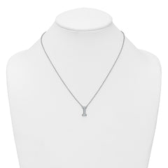 14k White Gold 1/4 carat Lab Grown Diamond VS+ F+ Complete Letter I 18 inch Initial Necklace