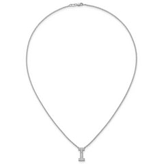 14k White Gold 1/4 carat Lab Grown Diamond VS+ F+ Complete Letter I 18 inch Initial Necklace