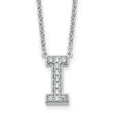 14k White Gold 1/4 carat Lab Grown Diamond VS+ F+ Complete Letter I 18 inch Initial Necklace