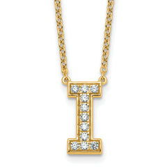 14k 1/4 carat Lab Grown Diamond VS+ F+ Complete Letter I 18 inch Initial Necklace
