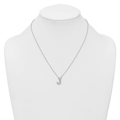14k White Gold 1/3 carat Lab Grown Diamond VS+ F+ Complete Letter J 18 inch Initial Necklace