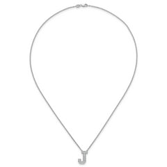 14k White Gold 1/3 carat Lab Grown Diamond VS+ F+ Complete Letter J 18 inch Initial Necklace