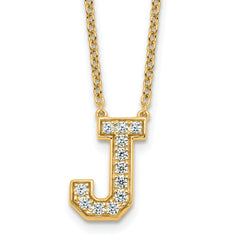 14k 1/3 carat Lab Grown Diamond VS+ F+ Complete Letter J 18 inch Initial Necklace