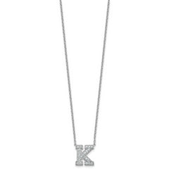 14k White Gold 1/2 carat Lab Grown Diamond VS+ F+ Complete Letter K 18 inch Initial Necklace