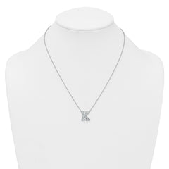 14k White Gold 1/2 carat Lab Grown Diamond VS+ F+ Complete Letter K 18 inch Initial Necklace