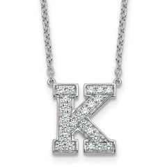 14k White Gold 1/2 carat Lab Grown Diamond VS+ F+ Complete Letter K 18 inch Initial Necklace