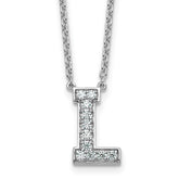 14k White Gold 1/4 carat Lab Grown Diamond VS+ F+ Complete Letter L 18 inch Initial Necklace