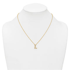 14k 1/4 carat Lab Grown Diamond VS+ F+ Complete Letter L 18 inch Initial Necklace
