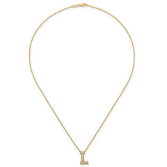 14k 1/4 carat Lab Grown Diamond VS+ F+ Complete Letter L 18 inch Initial Necklace