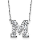 14k White Gold 5/8 carat Lab Grown Diamond VS+ F+ Complete Letter M 18 inch Initial Necklace