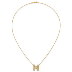 14k 5/8 carat Lab Grown Diamond VS+ F+ Complete Letter M 18 inch Initial Necklace