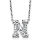 14k White Gold 5/8 carat Lab Grown Diamond VS+ F+ Complete Letter N 18 inch Initial Necklace