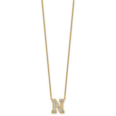 14k 5/8 carat Lab Grown Diamond VS+ F+ Complete Letter N 18 inch Initial Necklace