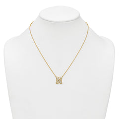 14k 5/8 carat Lab Grown Diamond VS+ F+ Complete Letter N 18 inch Initial Necklace