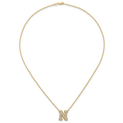 14k 5/8 carat Lab Grown Diamond VS+ F+ Complete Letter N 18 inch Initial Necklace