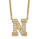 14k 5/8 carat Lab Grown Diamond VS+ F+ Complete Letter N 18 inch Initial Necklace