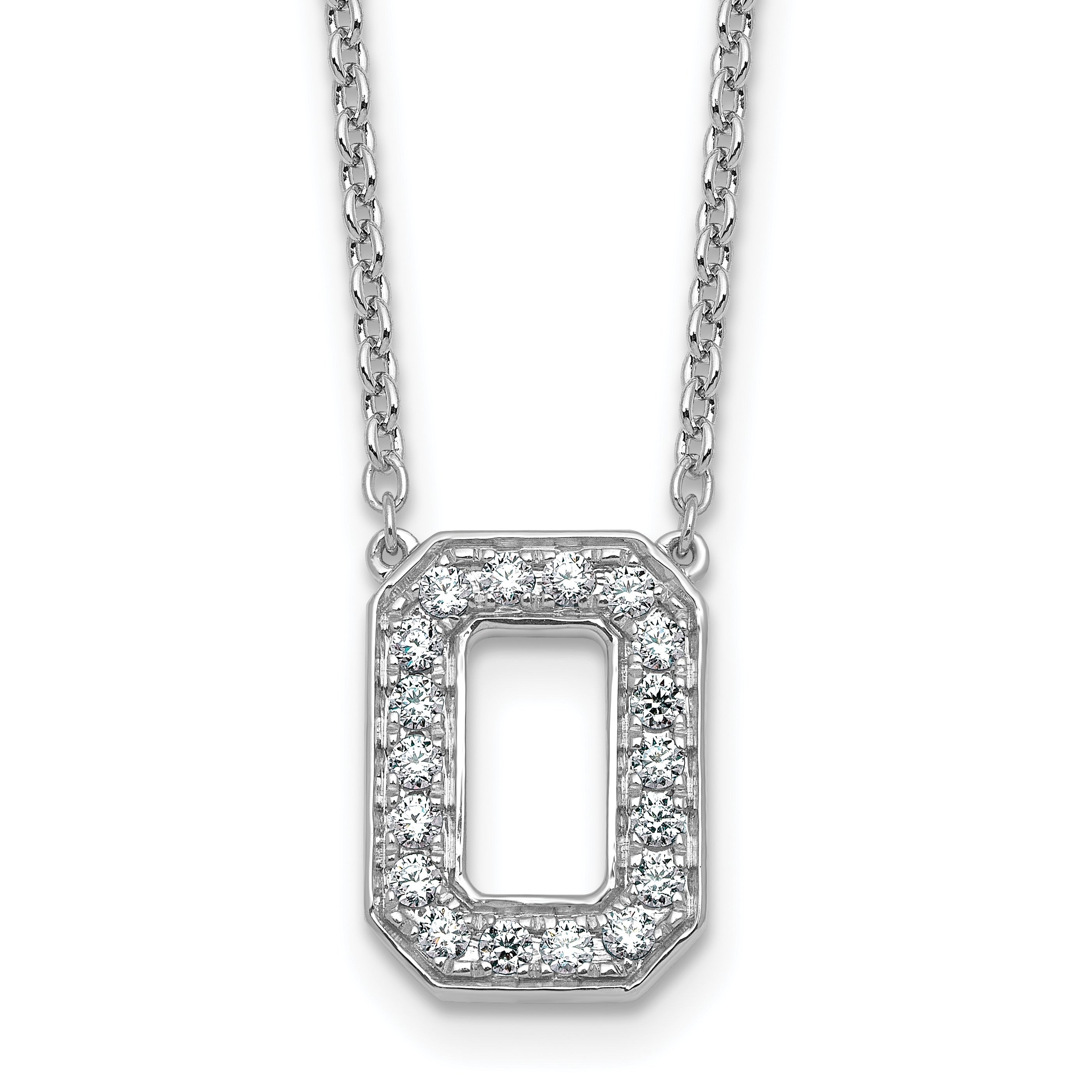 14k White Gold 1/3 carat Lab Grown Diamond VS+ F+ Complete Letter O 18 inch Initial Necklace