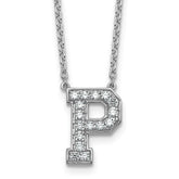 14k White Gold 3/8 carat Lab Grown Diamond VS+ F+ Complete Letter P 18 inch Initial Necklace