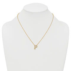 14k 3/8 carat Lab Grown Diamond VS+ F+ Complete Letter P 18 inch Initial Necklace