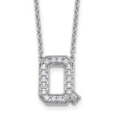 14k White Gold 3/8 carat Lab Grown Diamond VS+ F+ Complete Letter Q 18 inch Initial Necklace