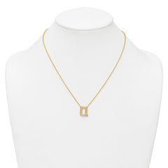 14k 3/8 carat Lab Grown Diamond VS+ F+ Complete Letter Q 18 inch Initial Necklace
