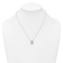 14k White Gold 1/2 carat Lab Grown Diamond VS+ F+ Complete Letter R 18 inch Initial Necklace