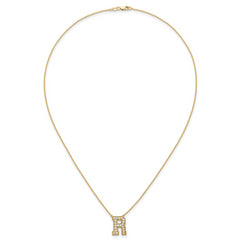 14k 1/2 carat Lab Grown Diamond VS+ F+ Complete Letter R 18 inch Initial Necklace