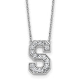 14k White Gold 3/8 carat Lab Grown Diamond VS+ F+ Complete Letter S 18 inch Initial Necklace