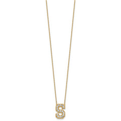 14k 3/8 carat Lab Grown Diamond VS+ F+ Complete Letter S 18 inch Initial Necklace