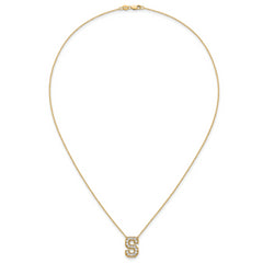 14k 3/8 carat Lab Grown Diamond VS+ F+ Complete Letter S 18 inch Initial Necklace