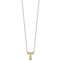 14k 1/3 carat Lab Grown Diamond VS+ F+ Complete Letter T 18 inch Initial Necklace