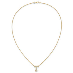 14k 1/3 carat Lab Grown Diamond VS+ F+ Complete Letter T 18 inch Initial Necklace