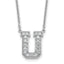 14k White Gold 3/8 carat Lab Grown Diamond VS+ F+ Complete Letter U 18 inch Initial Necklace