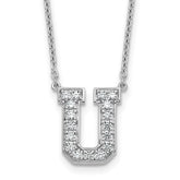 14k White Gold 3/8 carat Lab Grown Diamond VS+ F+ Complete Letter U 18 inch Initial Necklace